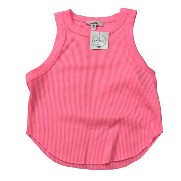 Pink Ribbed Tank Top Medium By Hashtag Launch Boutique - Picture 1 of 7